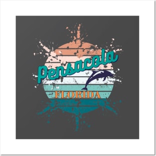 Pensacola Florida Exploding Retro Vintage Sunset T-Shirt Posters and Art